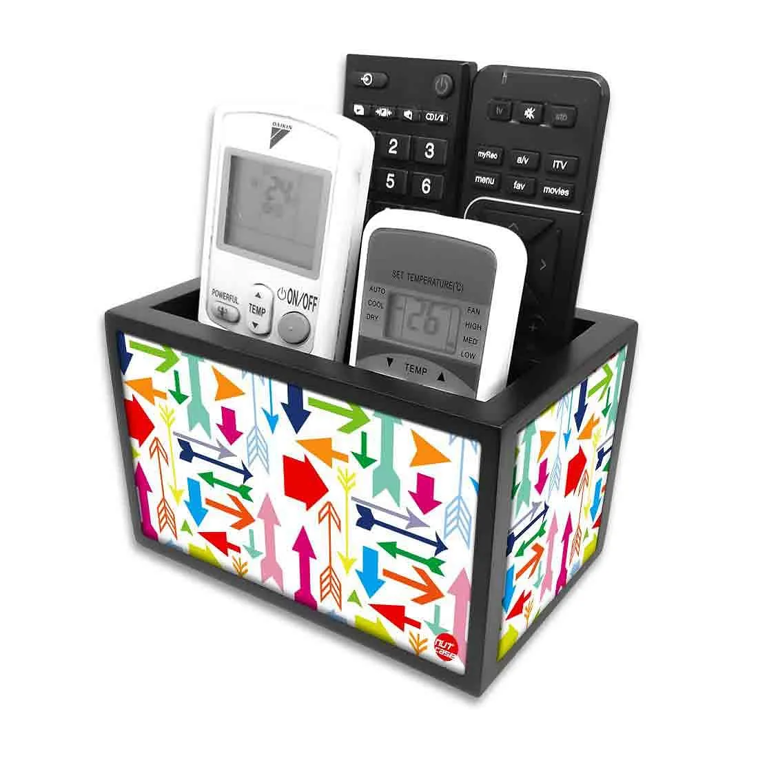 Remote Control Stand Holder Organizer For TV / AC Remotes -  Colorful Arrows