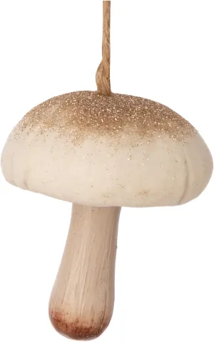 Resin Wood & Ivory Painted Mushroom with Glitter Top
