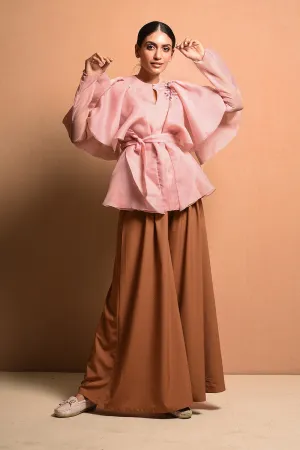 Ruffledtwig Top With Exagerated Symmetrical 
Ruffle Details With Embellished Twig Details.