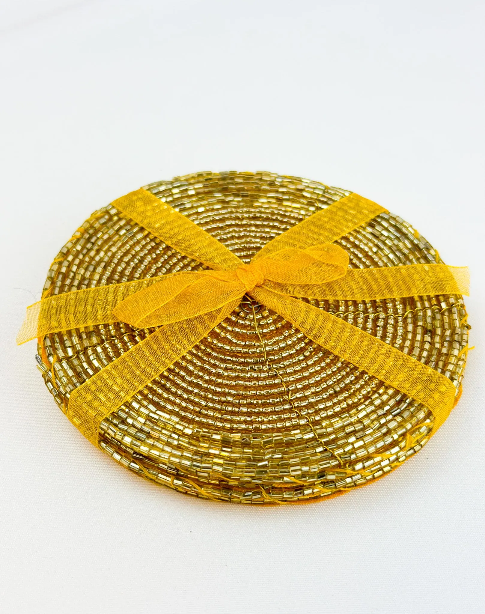 Set/4 Gold Beaded Coasters
