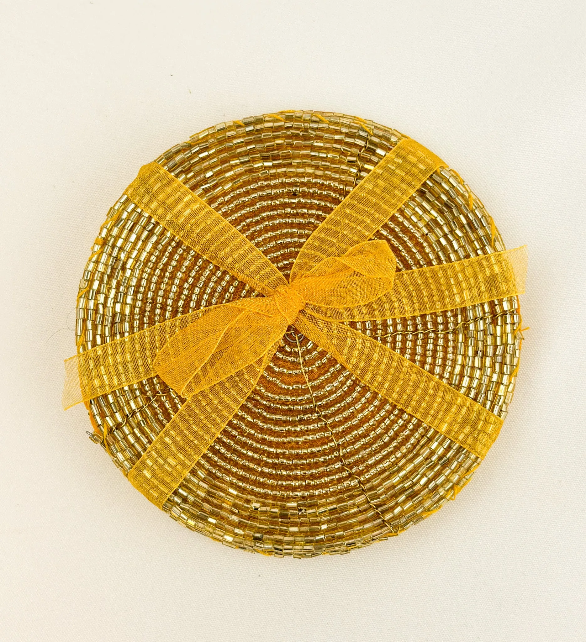 Set/4 Gold Beaded Coasters