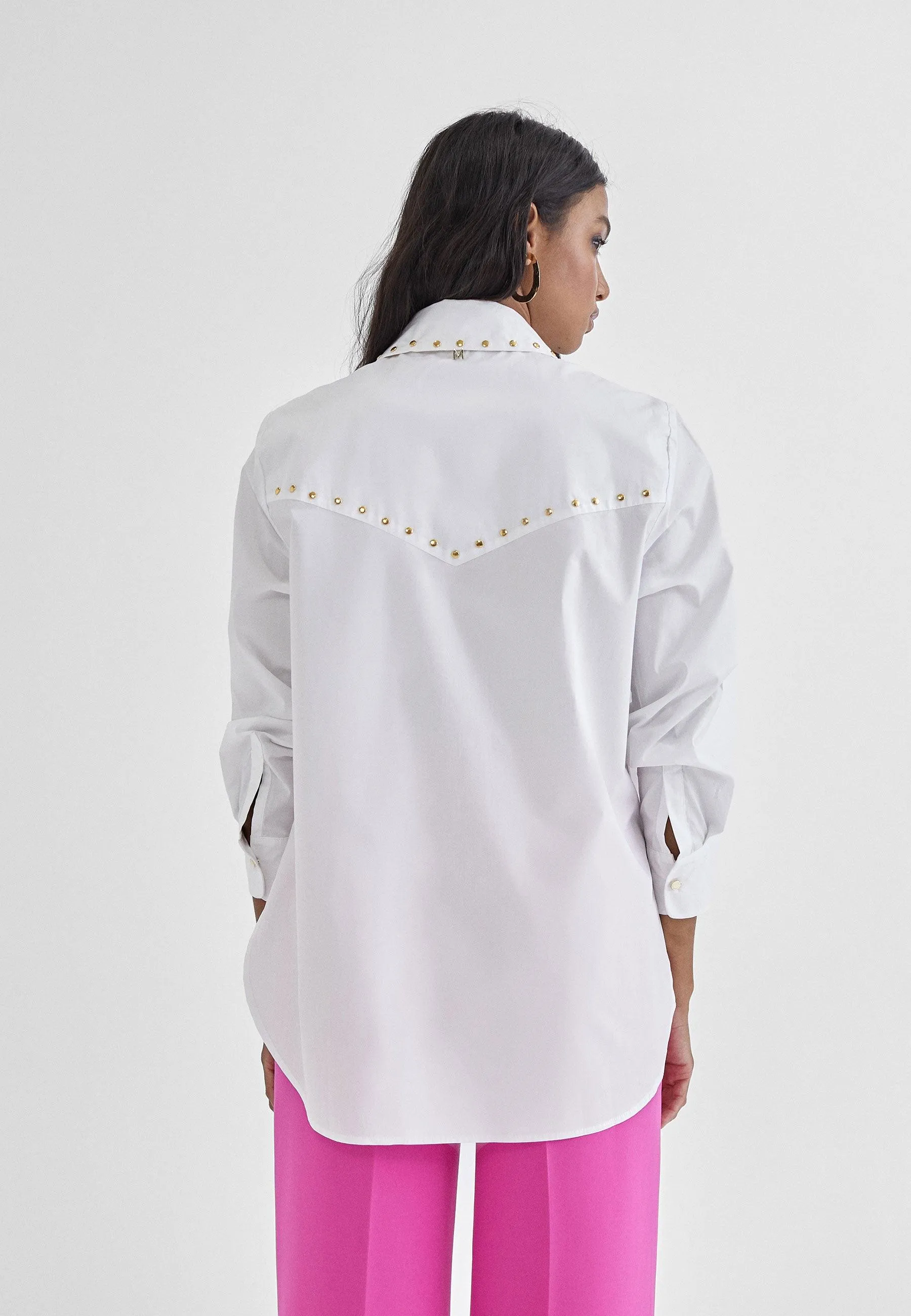 Shirt with rhinestone details