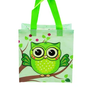 Small Green Owl Printed PP Non-Woven Bag
