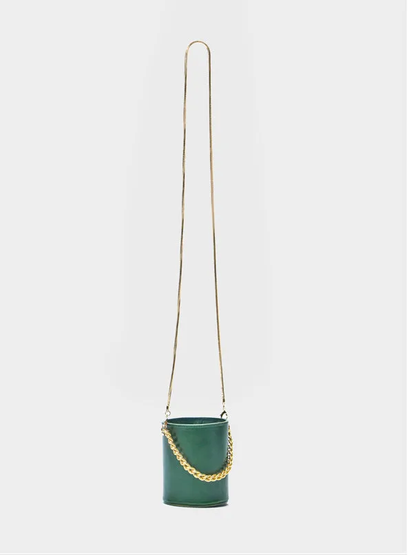 Small Womens Green Leather Crossbody Bucket Bag Handbags Purse for Women