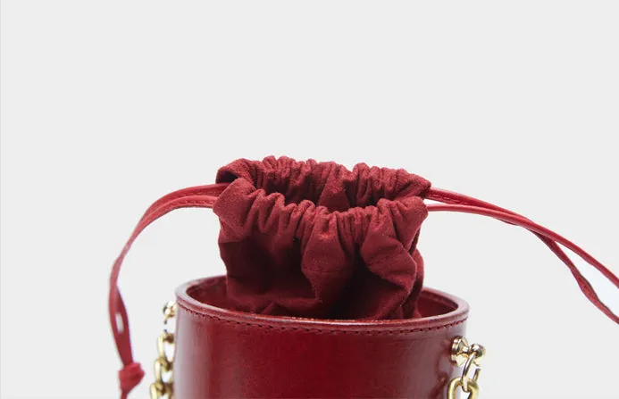 Small Womens Green Leather Crossbody Bucket Bag Handbags Purse for Women