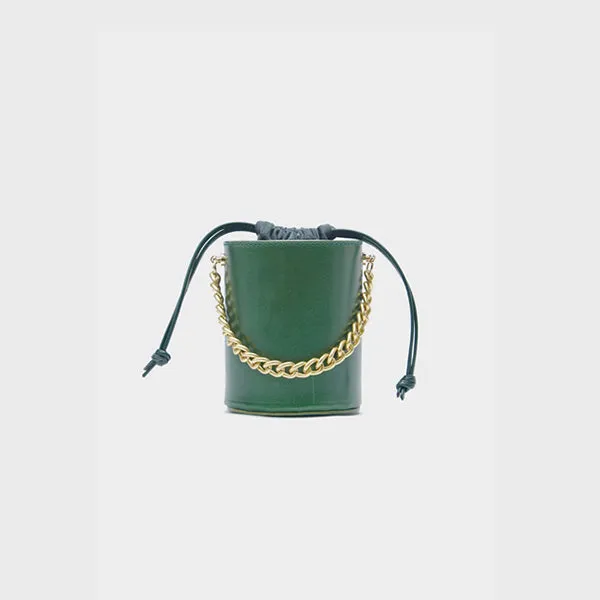 Small Womens Green Leather Crossbody Bucket Bag Handbags Purse for Women