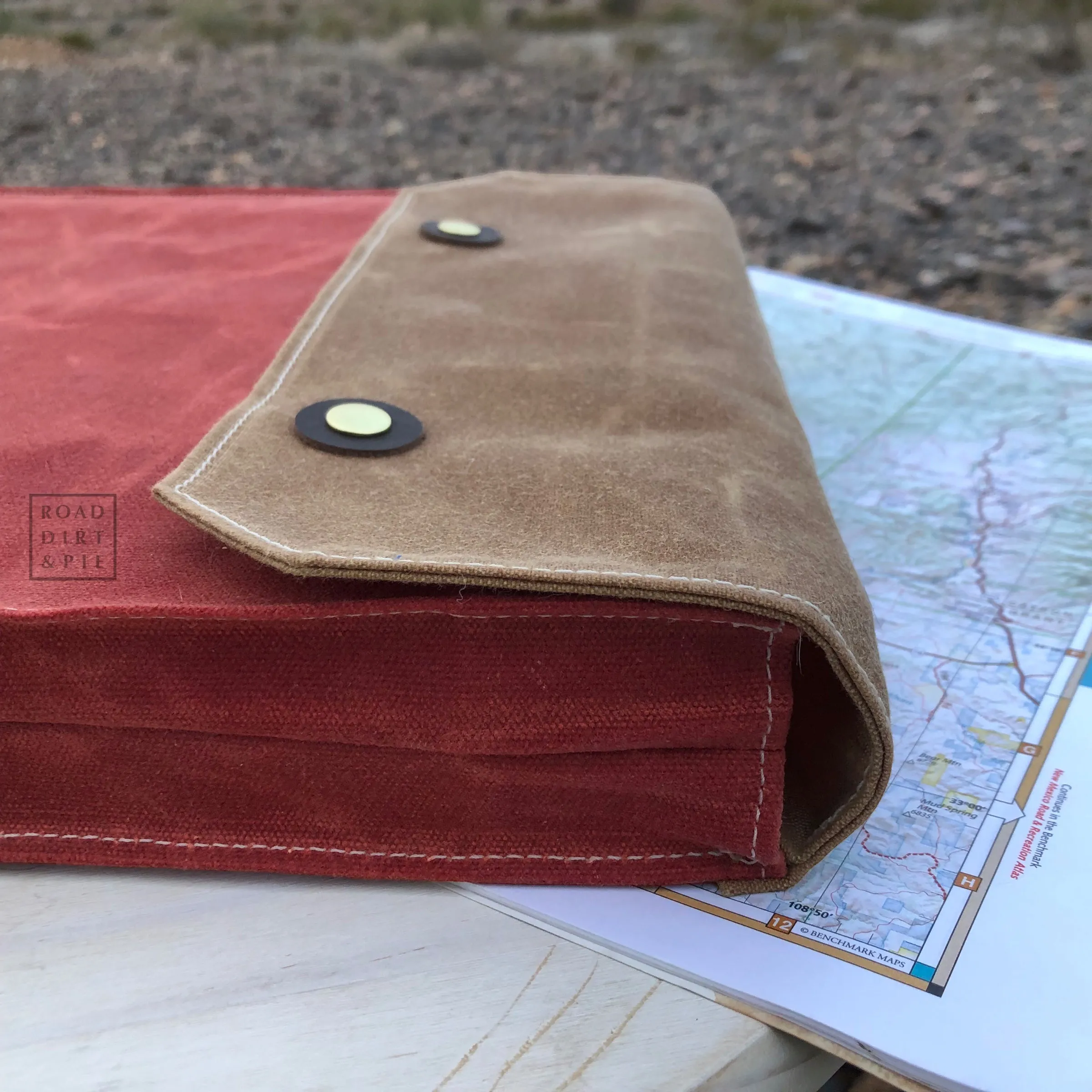 Soft Case Document Bag, Waxed Canvas, with Top Flap and Brass Snaps