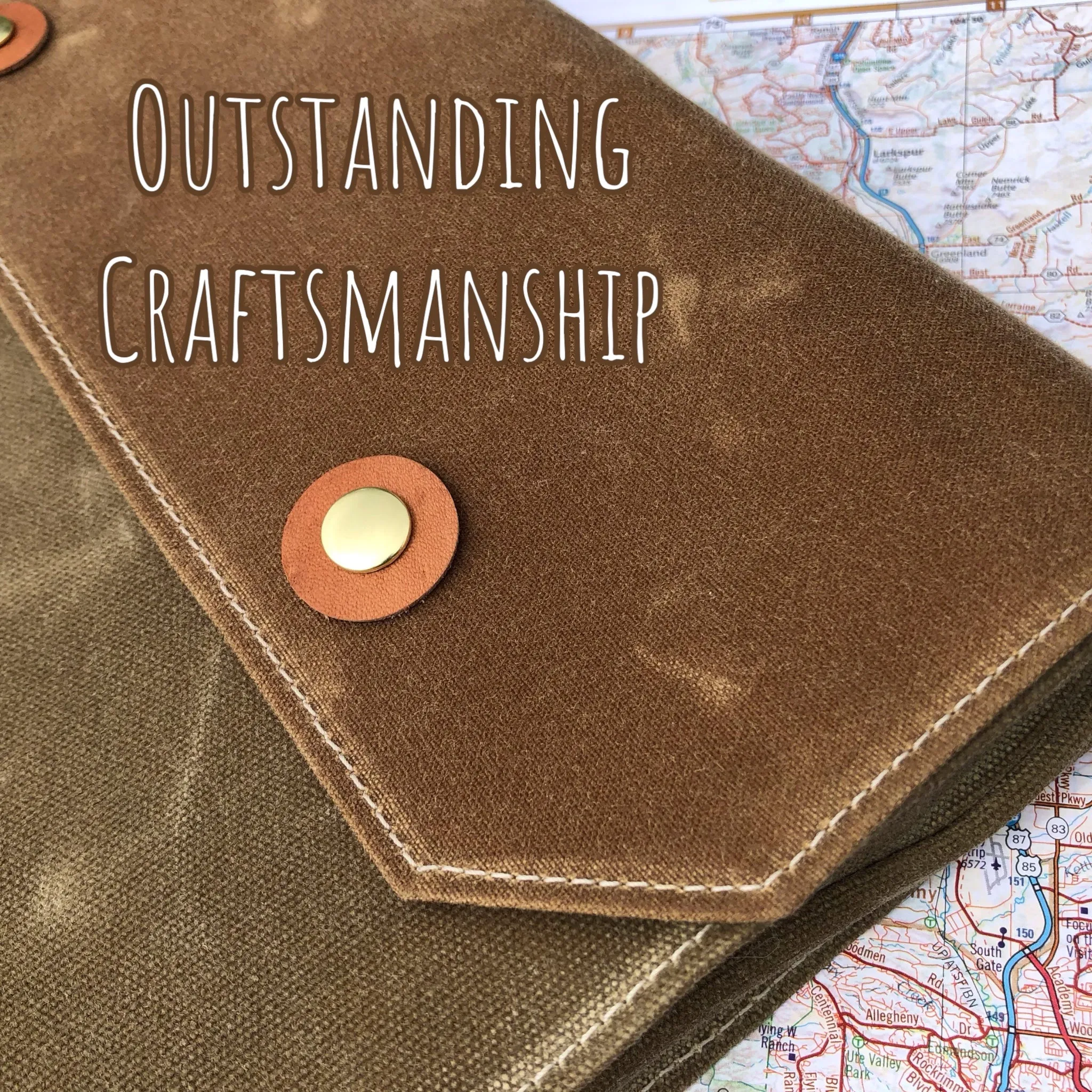 Soft Case Document Bag, Waxed Canvas, with Top Flap and Brass Snaps