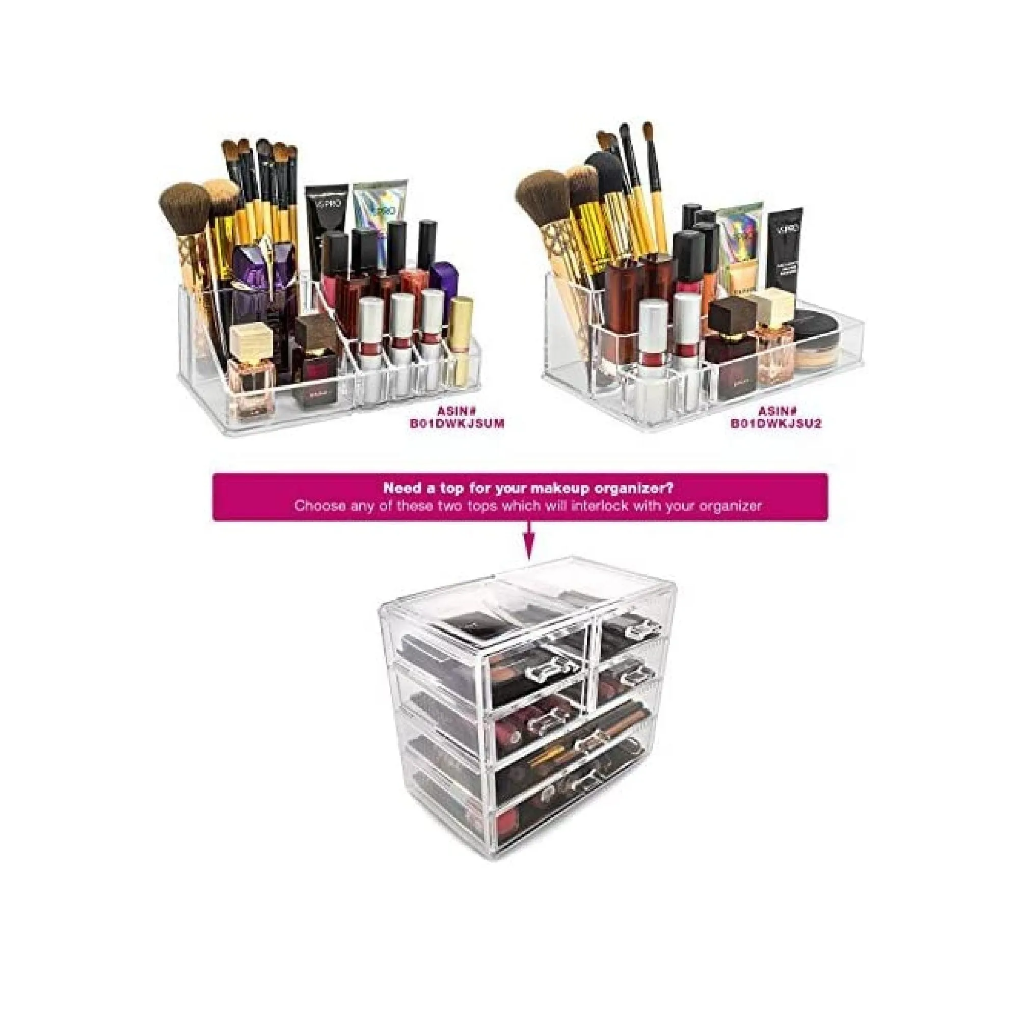 Sorbus® Acrylic Cosmetics Makeup and Jewelry Storage Case Display- 2 Large and 4 Small Drawers Space