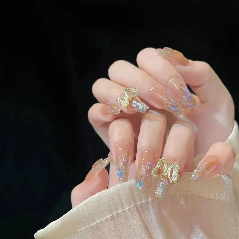 Sparkling Diamond False Nails Set: Glamorous 3D Designs
