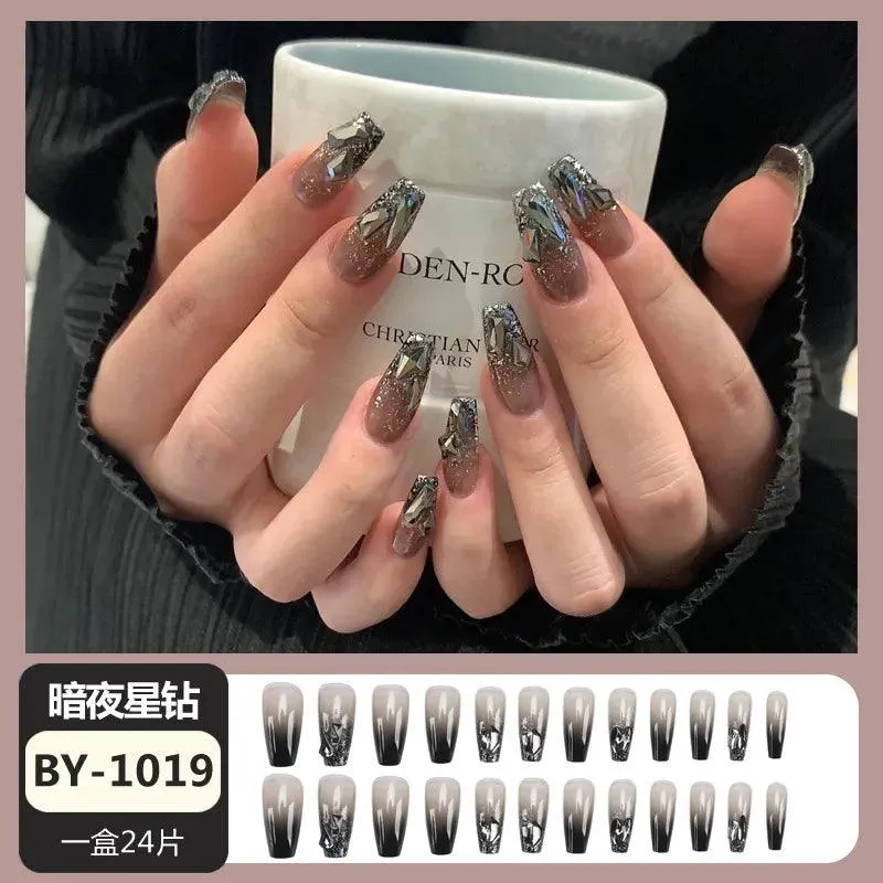 Sparkling Diamond False Nails Set: Glamorous 3D Designs