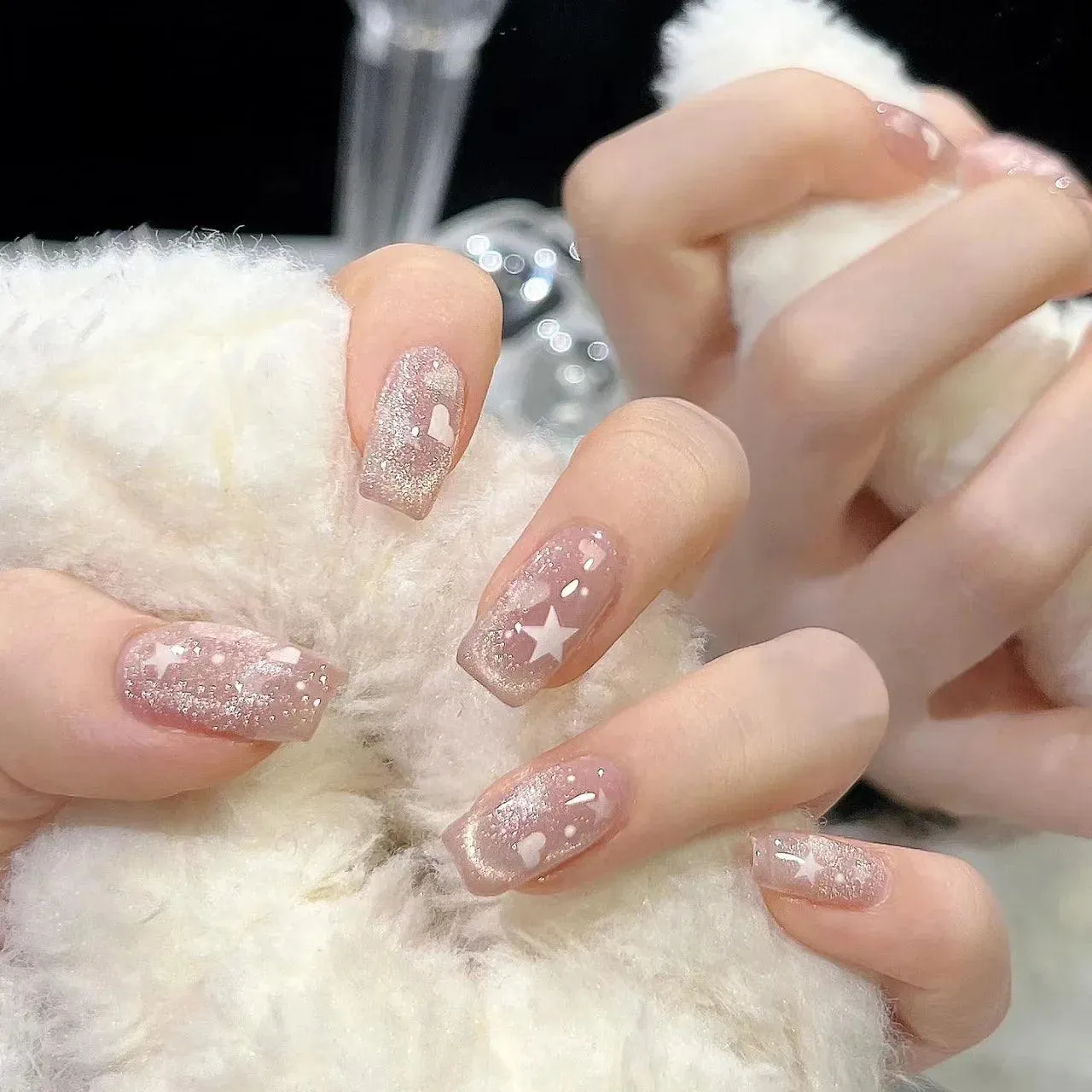 Sparkling Diamond False Nails Set: Glamorous 3D Designs