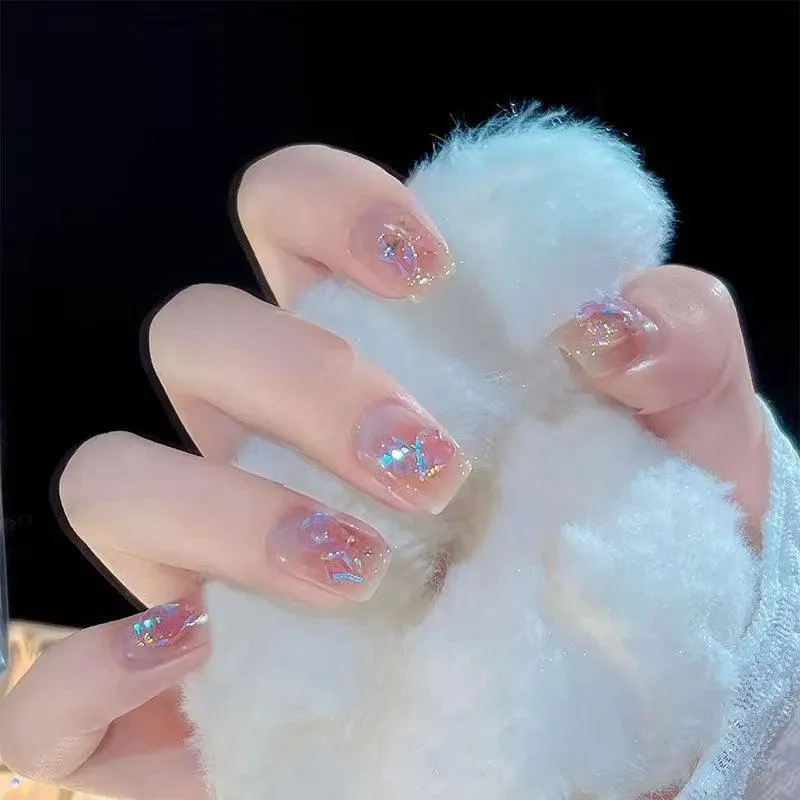 Sparkling Diamond False Nails Set: Glamorous 3D Designs