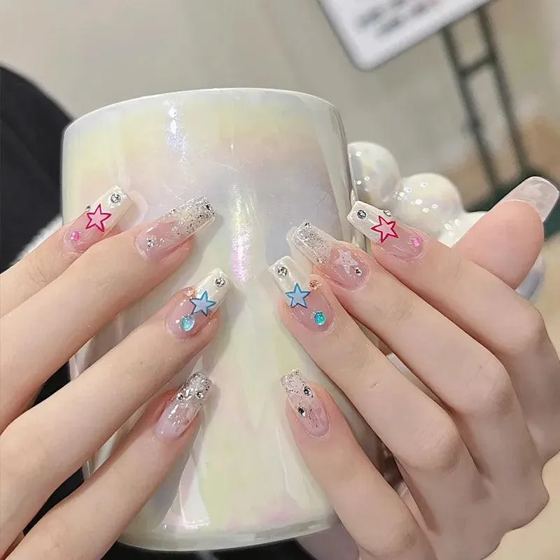 Sparkling Diamond False Nails Set: Glamorous 3D Designs