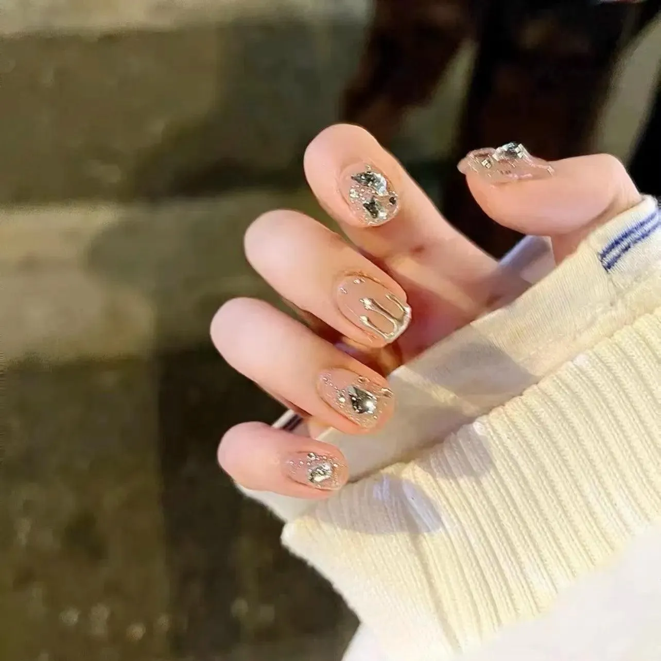 Sparkling Diamond False Nails Set: Glamorous 3D Designs