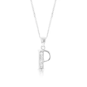 Sterling Silver Cubic Zirconia  Initial "P" Pendant