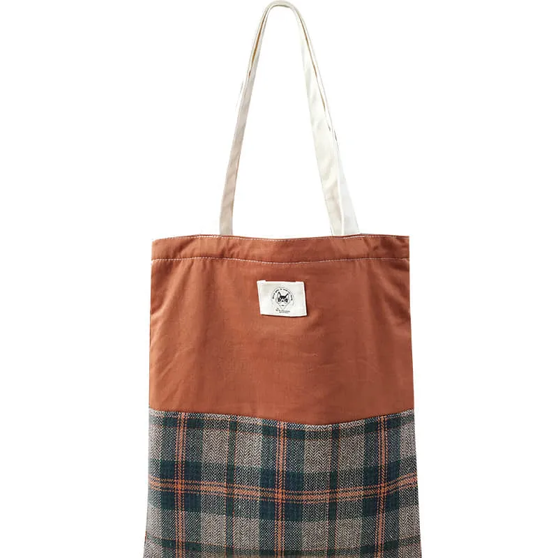 Stitching lattice canvas bag