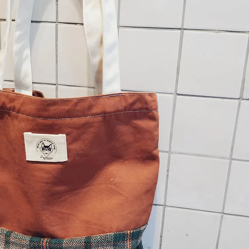 Stitching lattice canvas bag