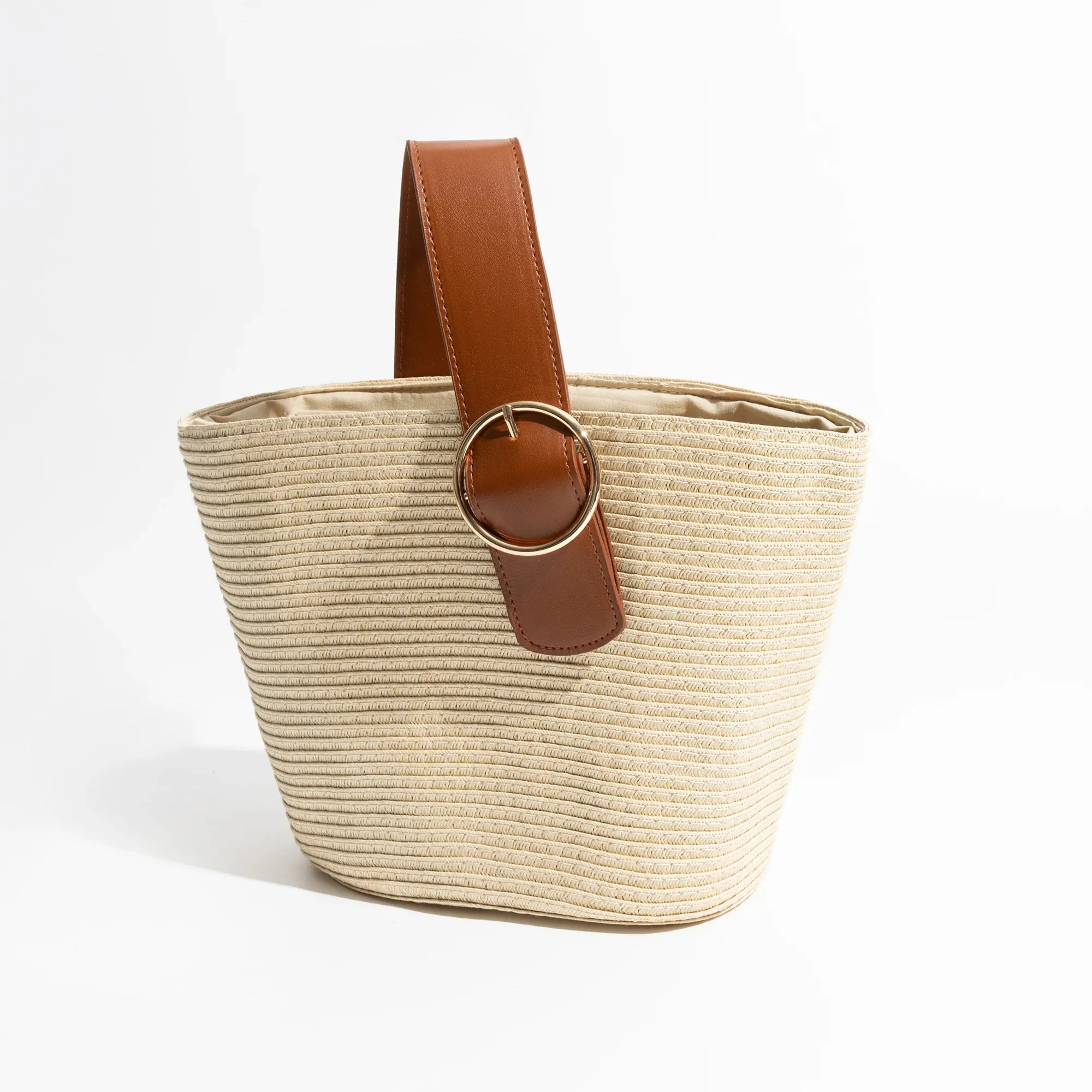 Straw Bucket handle Handbag