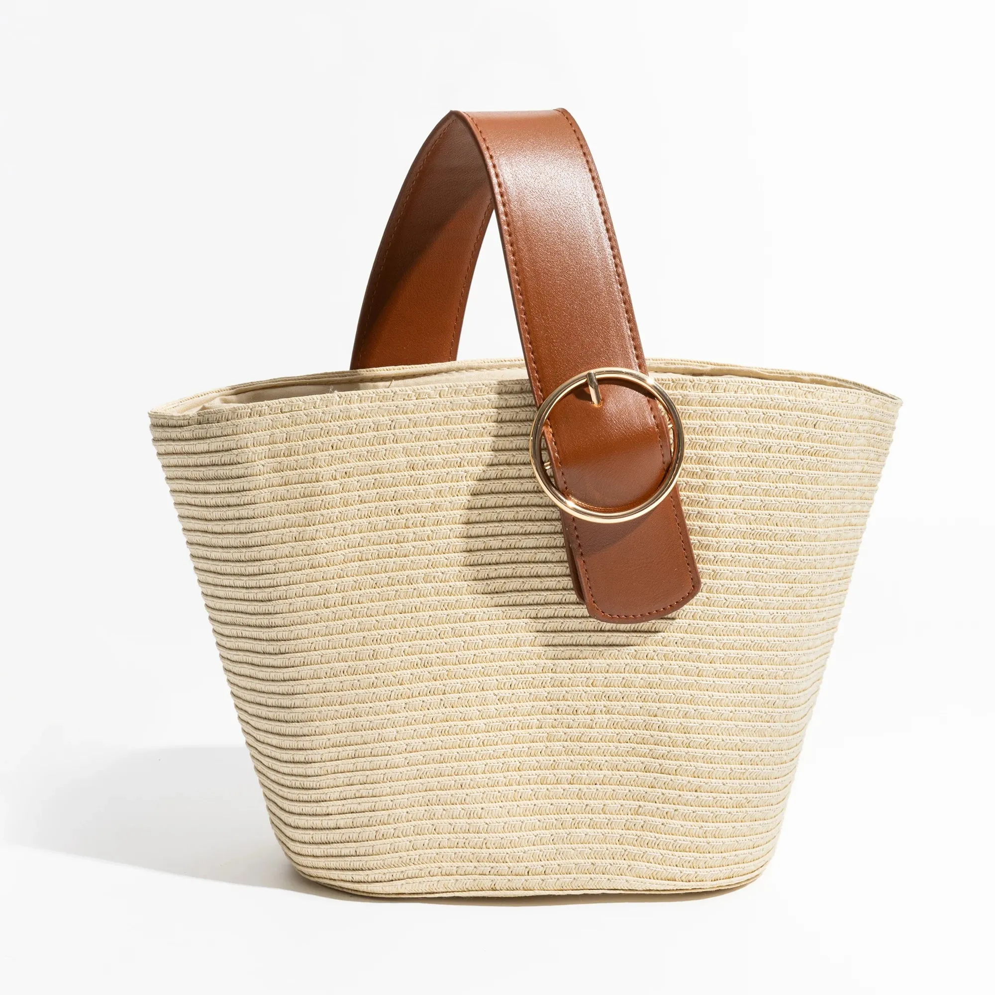 Straw Bucket handle Handbag