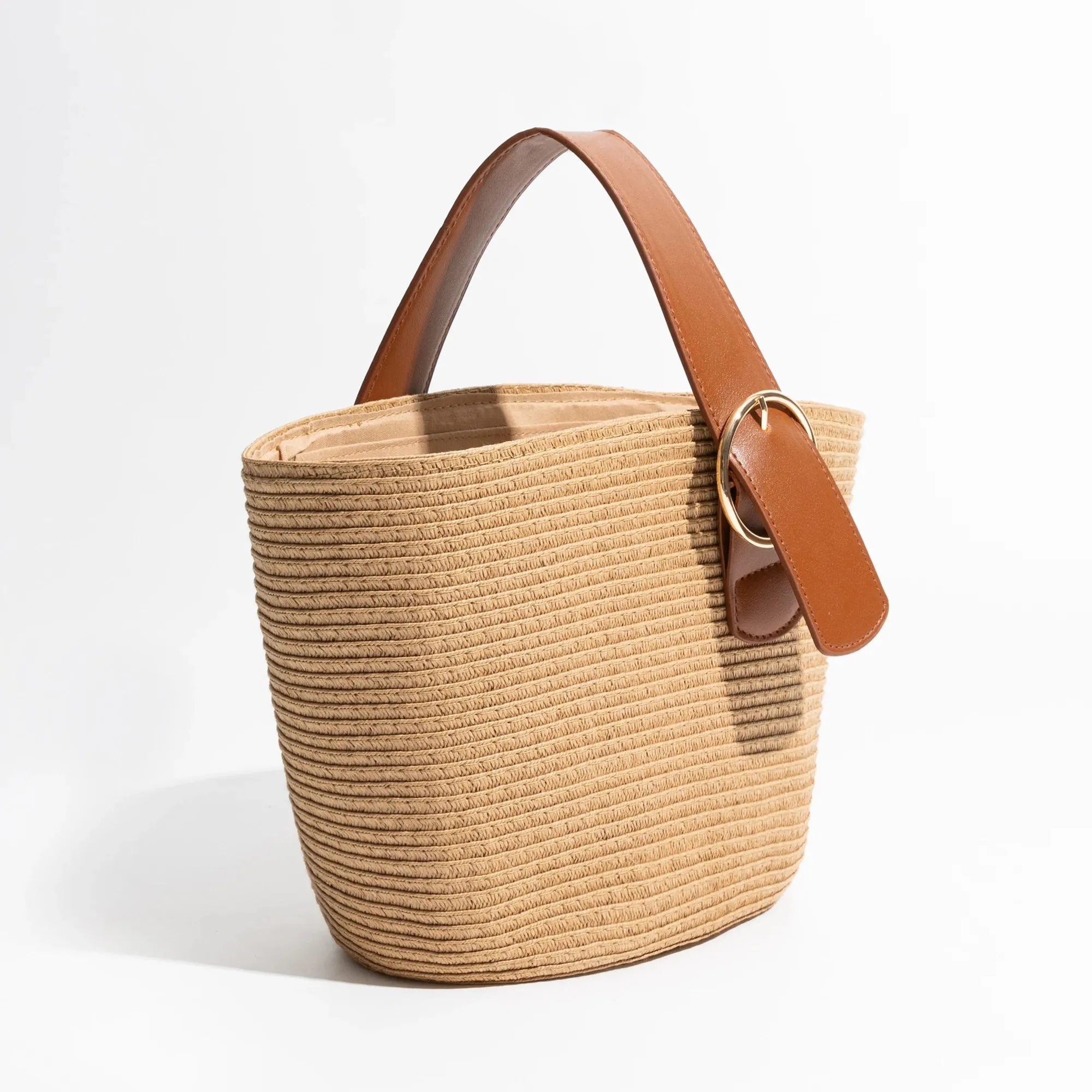 Straw Bucket handle Handbag