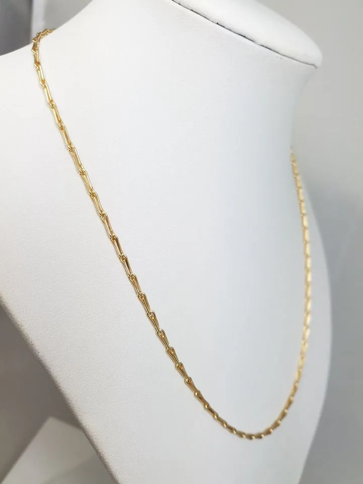 Striking 18" Solid 14k Yellow Gold Fancy Link Chain Necklace