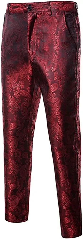 Striking Burgundy Men's 2 Piece Paisley Dress Suit