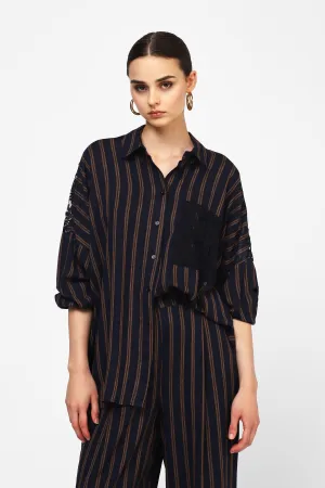 Striped shirt with lace details