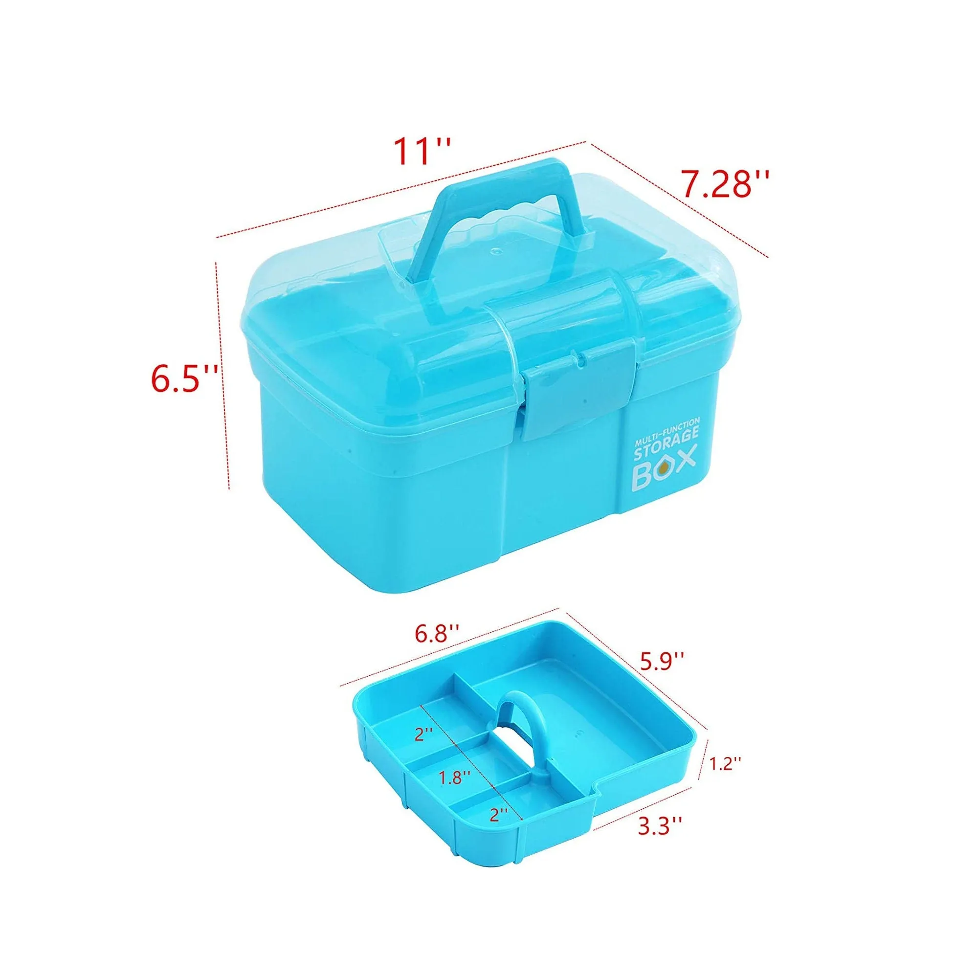 Sunxenze 11'' Clear Plastic Storage Box/Tool Box/Sewing Box Organizer | Multipurpose Organizer