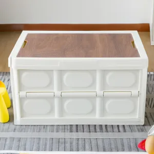 The Better Home Folding Storage Box with Lid | Plastic Organizer Stackable & Collapsible | Underbed Storage Box for Clothing | Closet Organizer - White | 53x36x29cm