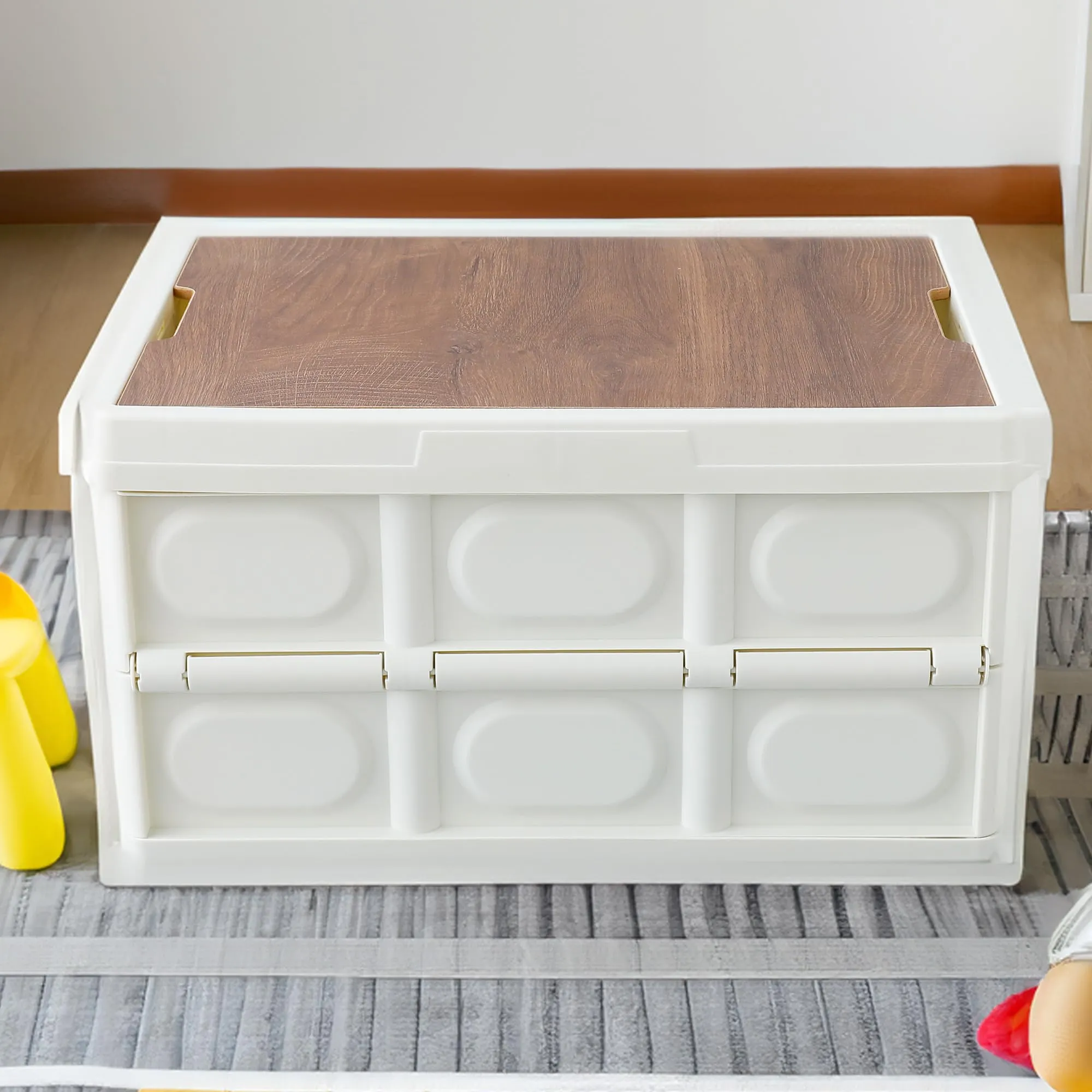 The Better Home Folding Storage Box with Lid | Plastic Organizer Stackable & Collapsible | Underbed Storage Box for Clothing | Closet Organizer - White | 53x36x29cm