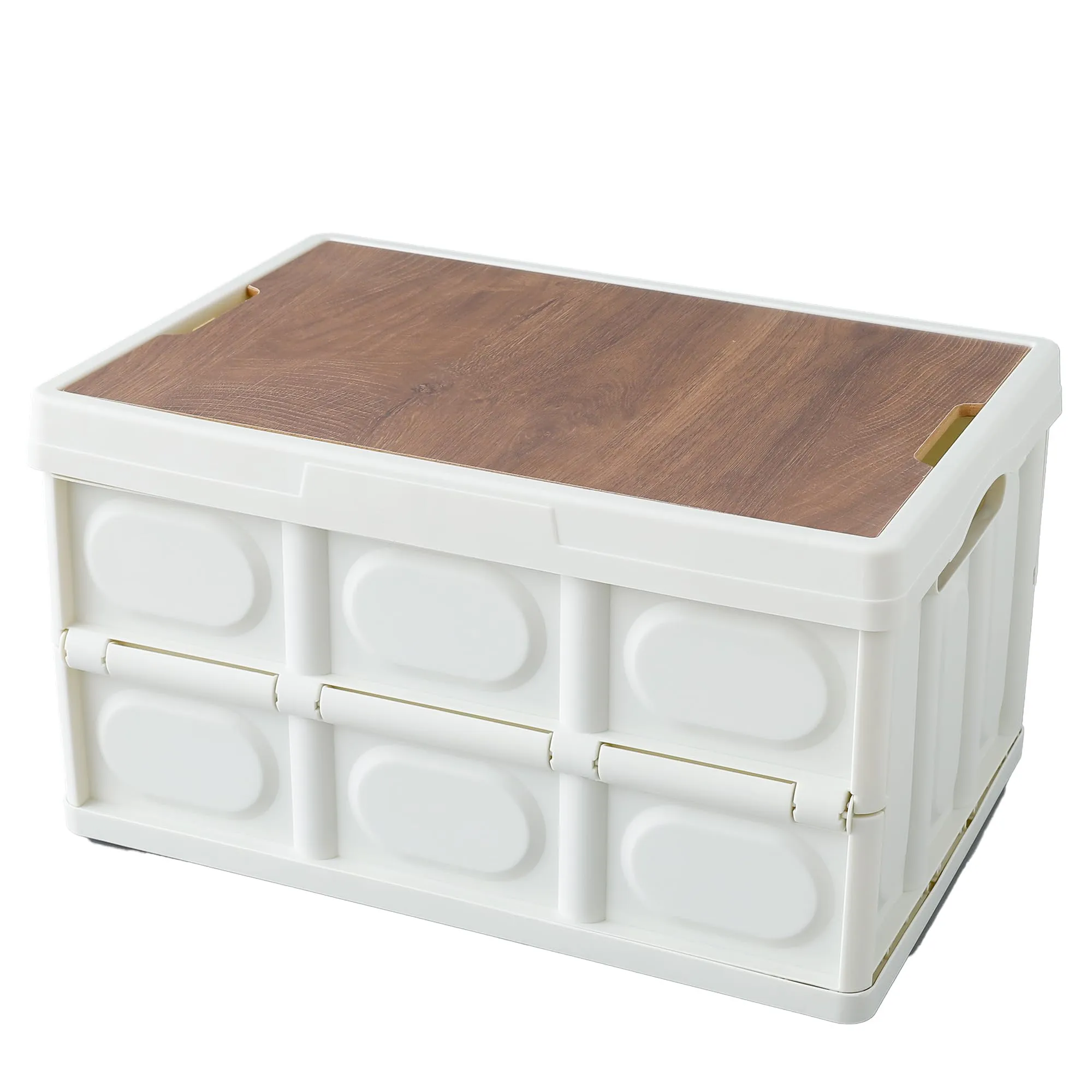 The Better Home Folding Storage Box with Lid | Plastic Organizer Stackable & Collapsible | Underbed Storage Box for Clothing | Closet Organizer - White | 53x36x29cm