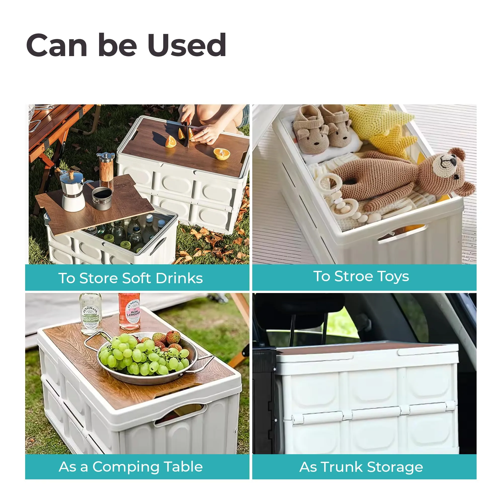 The Better Home Folding Storage Box with Lid | Plastic Organizer Stackable & Collapsible | Underbed Storage Box for Clothing | Closet Organizer - White | 53x36x29cm