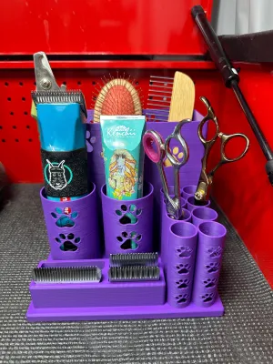 The Mutt-- Dog Grooming Brush Holder, 8 Scissors, 2 Standard Blades, 2 Wide Blades and 2 Clippers  | Large Size |