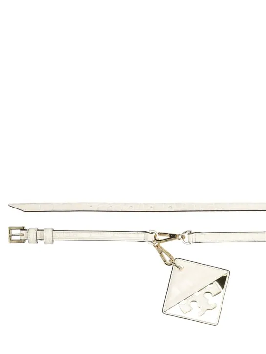 Tory Burch   1.3cm leather belt w/ logo mirror 