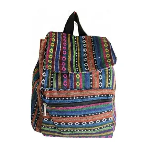 Tribal Boho Canvas Multi Colored Back Pack