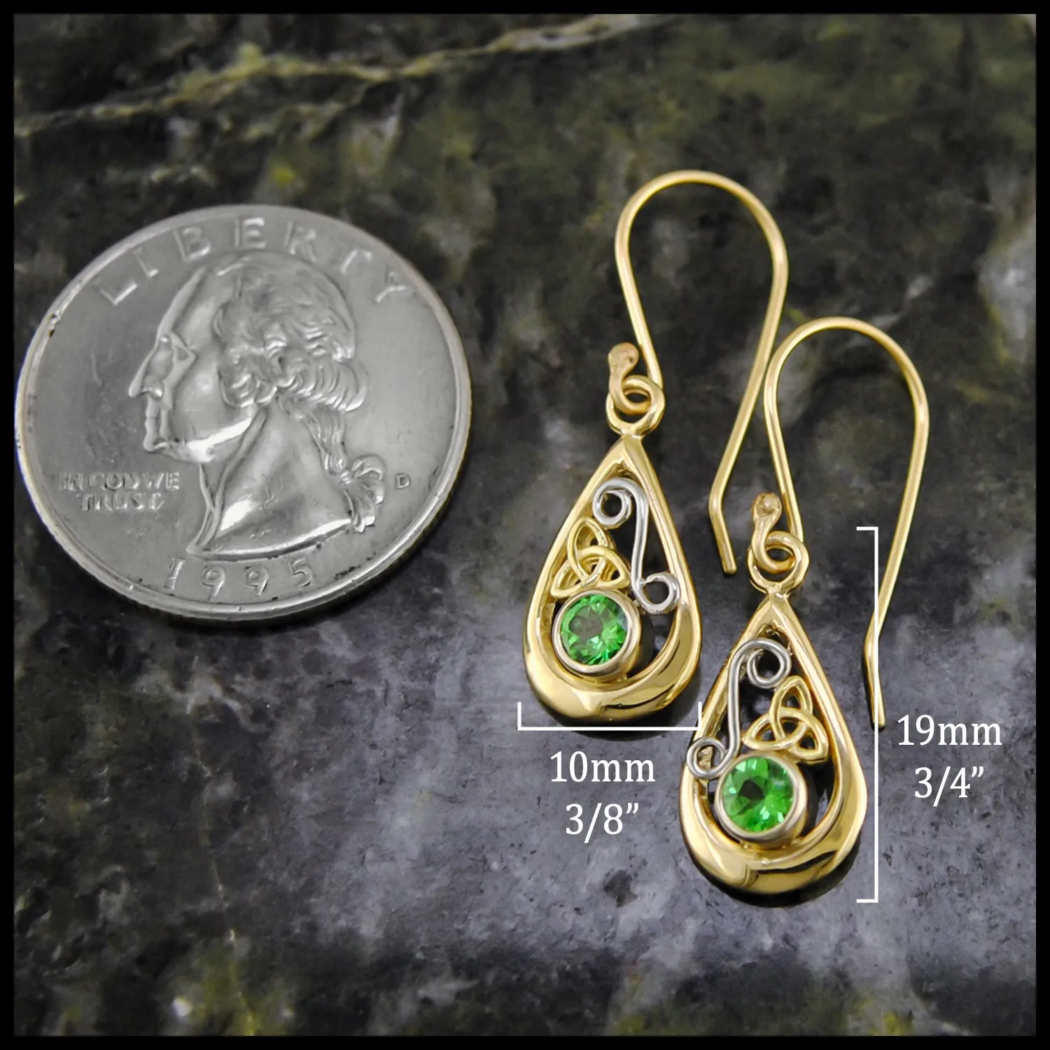 Tsavorite Drop Earrings in Gold