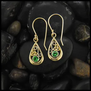 Tsavorite Drop Earrings in Gold