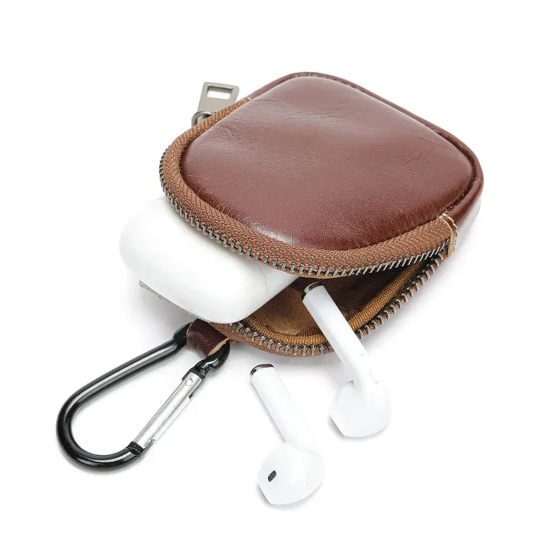 UAKISS  -  New Cow Leather Women's and Men's Mini Change Vintage Coin Bag Headphone Strap Purse Storage Key Bag For Man And Woman