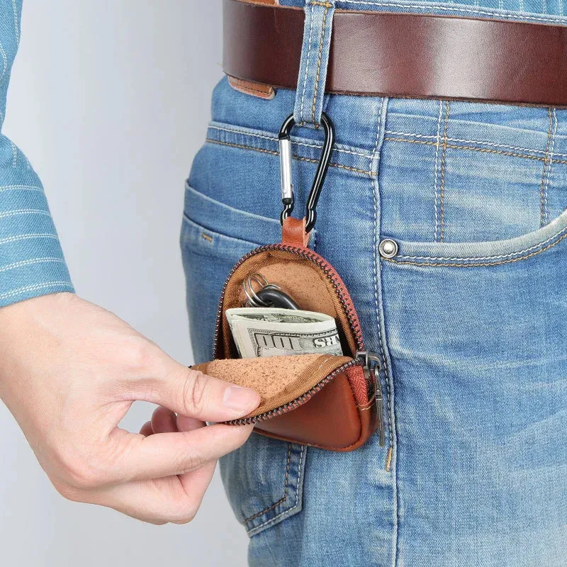 UAKISS  -  New Cow Leather Women's and Men's Mini Change Vintage Coin Bag Headphone Strap Purse Storage Key Bag For Man And Woman