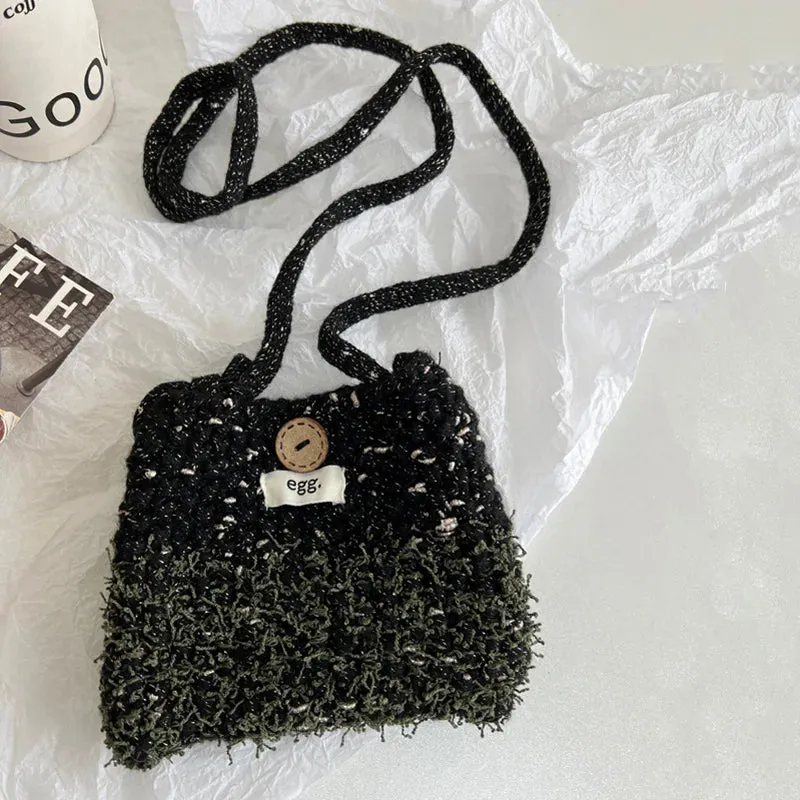 UAKISS  -  Women's Mini Phone Bag Color Blocked Lipstick Headphone Bag Autumn Winter Knitted Crossbody Bag Single Shoulder Bags