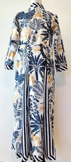 Updated Midi Cotton Block Stripe and Floral Print Dress Is Striking