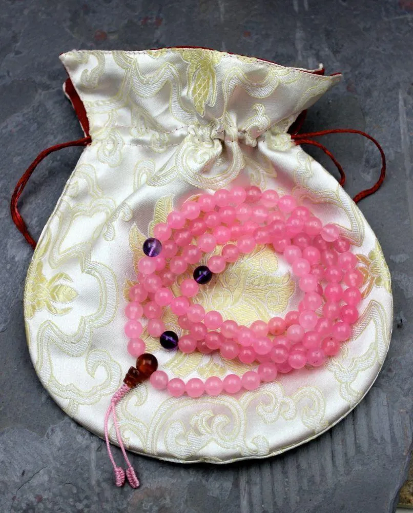 Valentine's Mala with White Silk Bag
