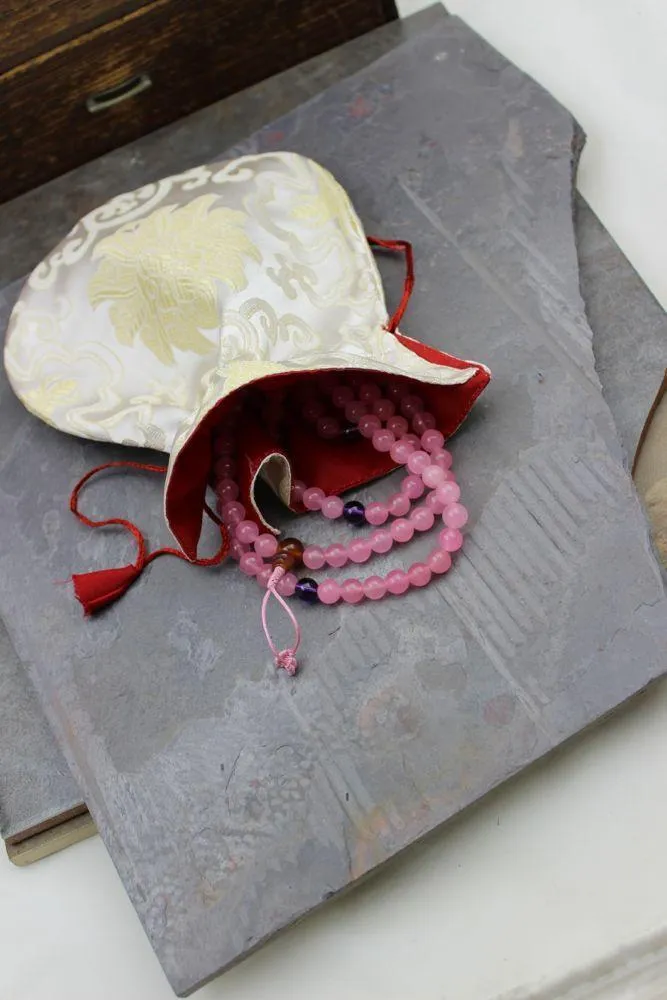 Valentine's Mala with White Silk Bag
