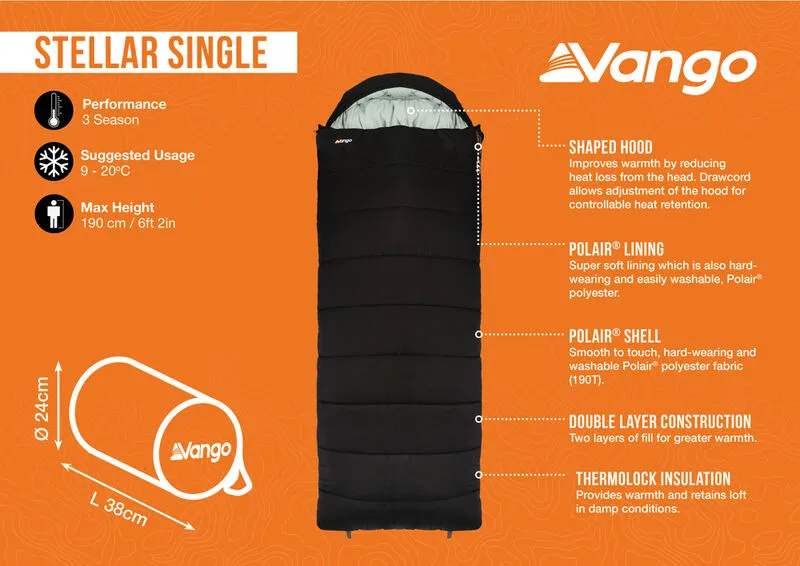 Vango Stellar Single Sleeping Bag BLACK