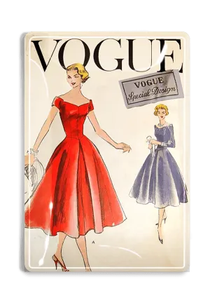 Vintage Vogue Special Dresses Red Decoupage Glass Tray