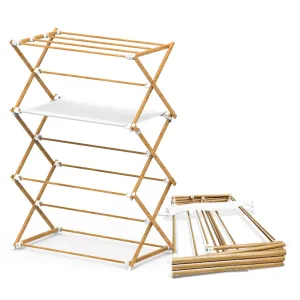 VOUNOT 3-Tier Indoor Airer Clothes Dryer, Wooden Style Clothes Horse, 7m of Drying Space