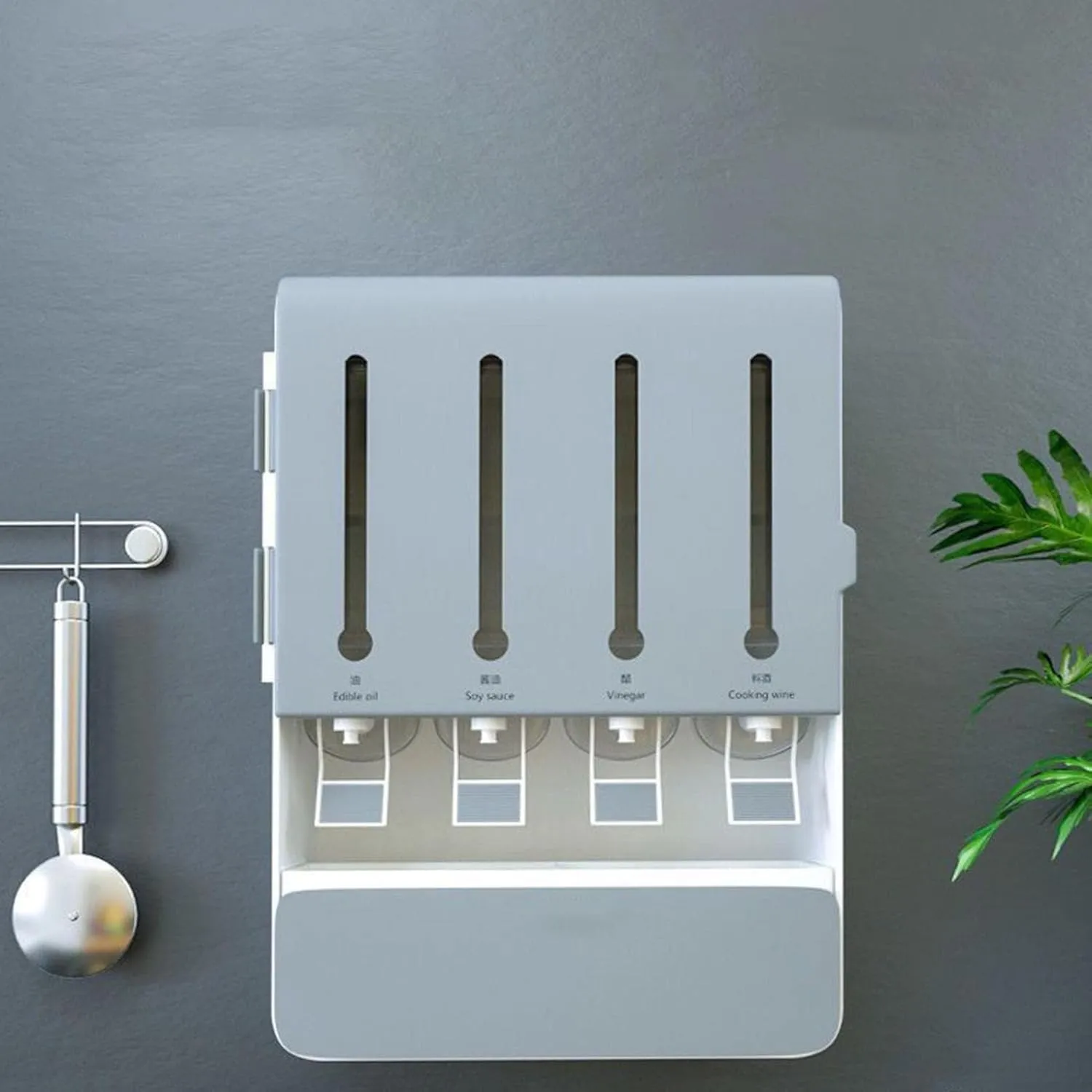 Wall Mounted Condiment Dispenser - Kitchen Shelf Wall Mounted Spice Rack Multifunctional
