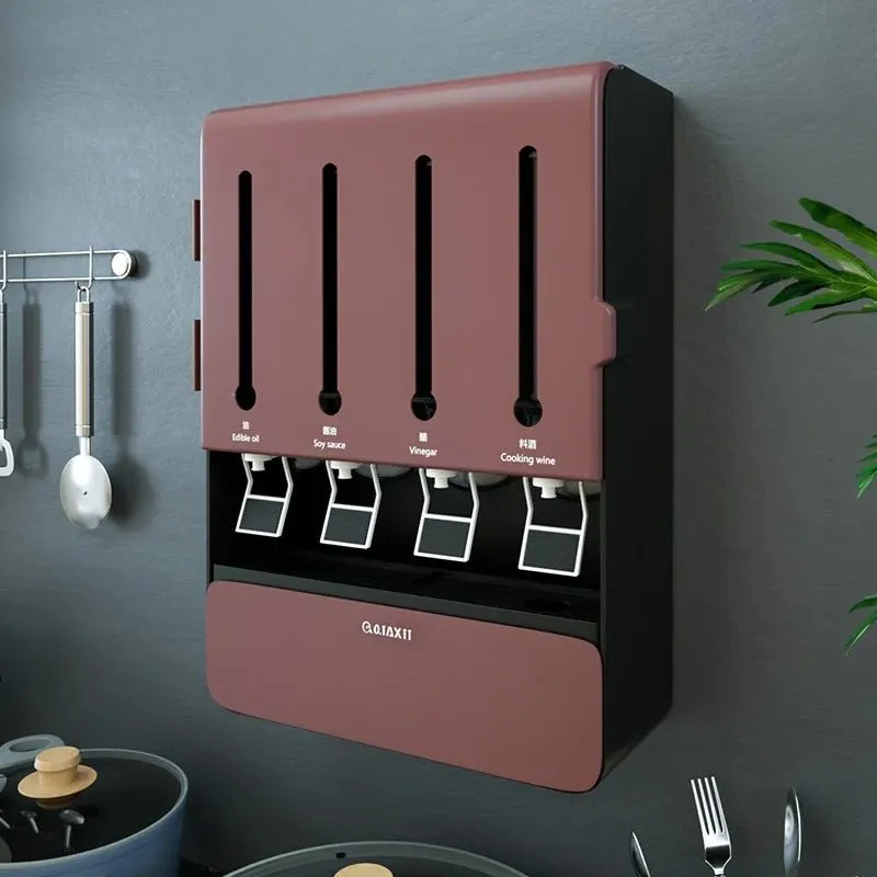 Wall Mounted Condiment Dispenser - Kitchen Shelf Wall Mounted Spice Rack Multifunctional