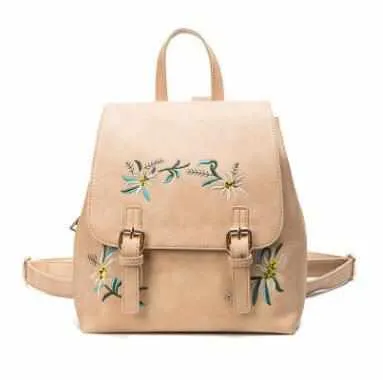 Women Leather Small Backpacks - Small Floral School bags for Girls